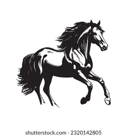 horse black and white vector illustration