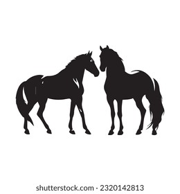horse black and white vector illustration