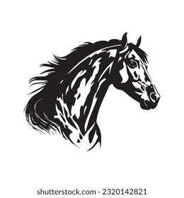 horse black and white vector illustration