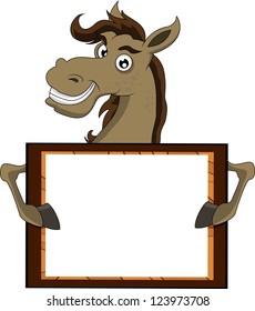 horse with blank sign