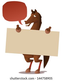 horse with a blank sign