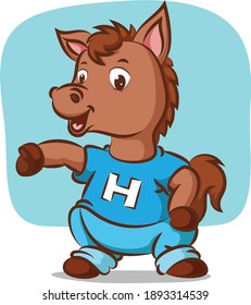 The horse with the blue shirt is doing the sport of illustration