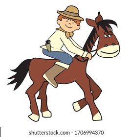 horse and boy, vector illustration