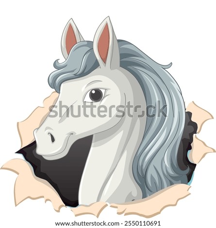 A horse breaking through a paper background