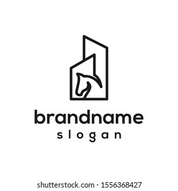 horse building logo design vector
