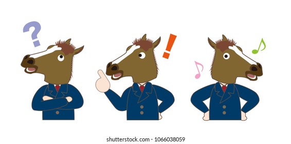 Horse businessman character  - variation set