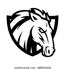 horse - bw vector logo / mascot