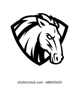horse - bw vector logo / mascot