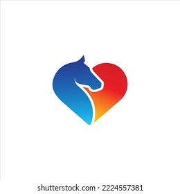 Horse Care Logo Design Template Inspiration, Vector Illustration, heart horse logo with love vector, Horse logo, Love logo with horse