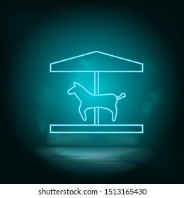 Horse, carousel blue neon vector icon. Simple element illustration from map and navigation concept. Horse, carousel blue neon vector icon. Real estate concept vector illustration.
