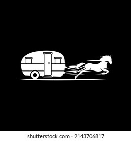 horse carriage illustration logo combination with a fast speeding horse