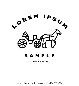 Horse Carriage Minimal Sign Vector Design