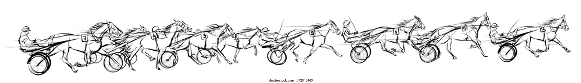 Horse carriage racing - vector illustration