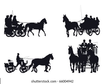 horse and carriage silhouette collection
