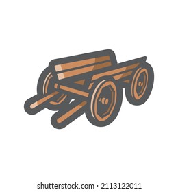 Horse Cart With Awning Vector Icon Cartoon Illustration.