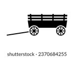 Horse cart icon. Black silhouette. Side view. Vector simple flat graphic illustration. Isolated object on a white background. Isolate.