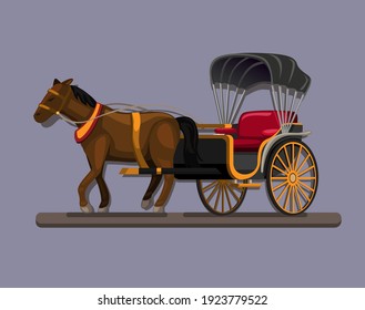 Carro de caballo símbolo de transporte vintage concepto cartografía ilustración vector