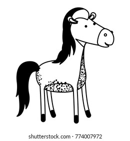 horse cartoon in black sections silhouette