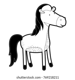 horse cartoon in black silhouette with thick contour