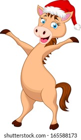 Horse cartoon with christmas hat