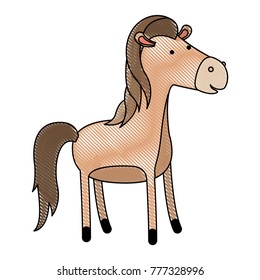 horse cartoon in colored crayon silhouette with black contour