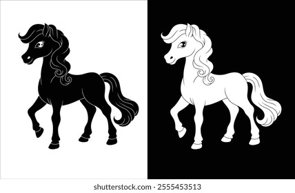 A horse cartoon cute animal character mascot illustration