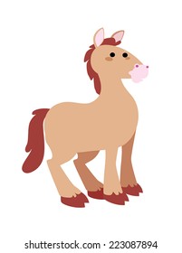  horse cartoon cute isolated vector illustration