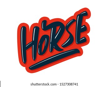 Horse cartoon lettering text. Vector illustration for print and advertising