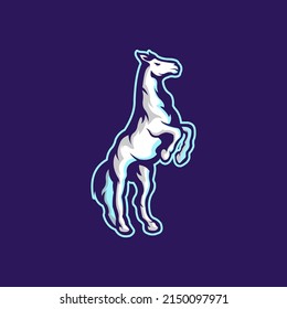 Horse cartoon mascot character logo template Premium Vector