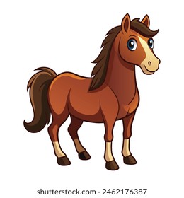 Ilustración vectorial de dibujos animados de caballo en blanco