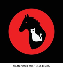 horse and cat  animals vector logo 