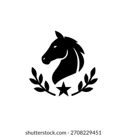 Diseño de Plantilla de Ilustración vectorial de logotipo de competición de campeón de caballo