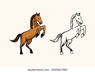 Vector de ilustración de diseño de personajes de caballos, formato eps , adecuado para sus necesidades de diseño, logotipo, ilustración, animación, etc.