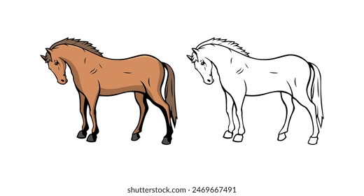 Horse Character Design Illustration vector eps format , suitable for your design needs, logo, illustration, animation, etc.