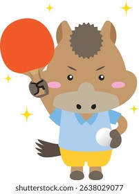 Horse Character Playing Table Tennis – Year of the Horse 2026