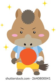 Horse Character Playing Table Tennis – Year of the Horse 2026
