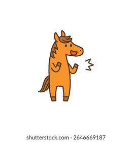 Pose da vitória do personagem do cavalo - Ilustração do ano novo para o ano do cavalo 2026