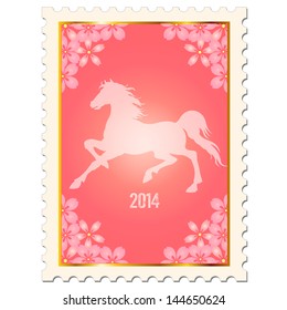 Horse cherry tree stamp
