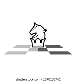 horse and chess board logo vector template