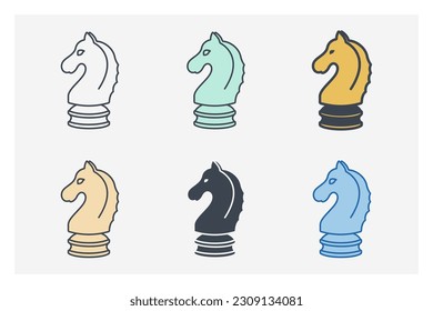 Horse Chess. business strategy icon symbol template for graphic and web design collection logo vector illustration