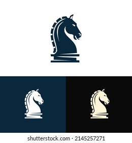 Horse chess figure with color variations. Chess sports symbol, equine logo, racing or trading horses themes