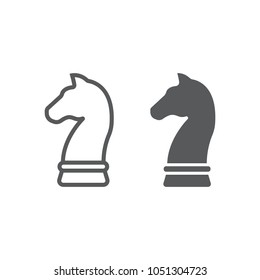 Horse chess line and glyph icon, development and business, strategy sign vector graphics, a linear pattern on a white background, eps 10.