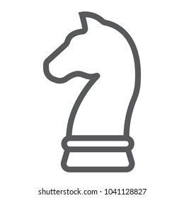 Horse chess line icon, development and business, strategy sign vector graphics, a linear pattern on a white background, eps 10.