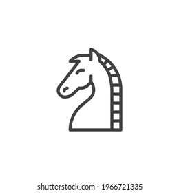 Horse chess line icon. linear style sign for mobile concept and web design. Chess knight outline vector icon. Symbol, logo illustration. Vector graphics
