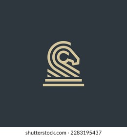 horse chess line logo vector