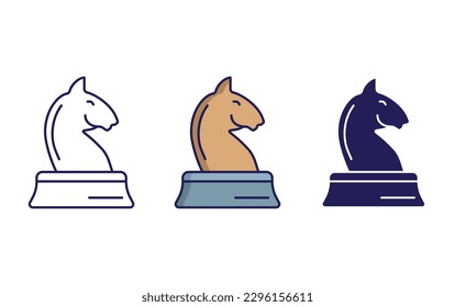 Horse chess line and solid illustration icon