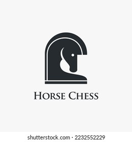 Horse chess logo design vector