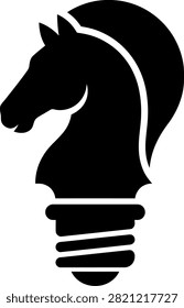Horse chess piece shaped like a lightbulb silhouette
