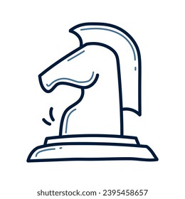 Ilustración del doodle de la estrategia de ajedrez para caballos. Vector de icono del garabato del ajedrez.