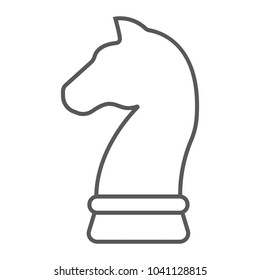 Horse chess thin line icon, development and business, strategy sign vector graphics, a linear pattern on a white background, eps 10.